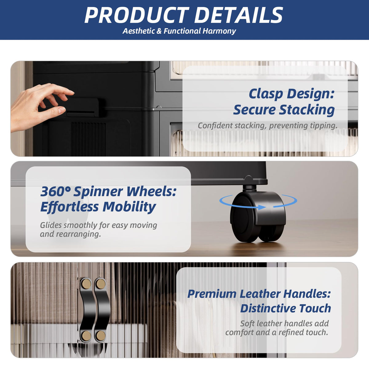 580Qt Stackable Storage Bins with Lid, 5 Pack Black Q212504