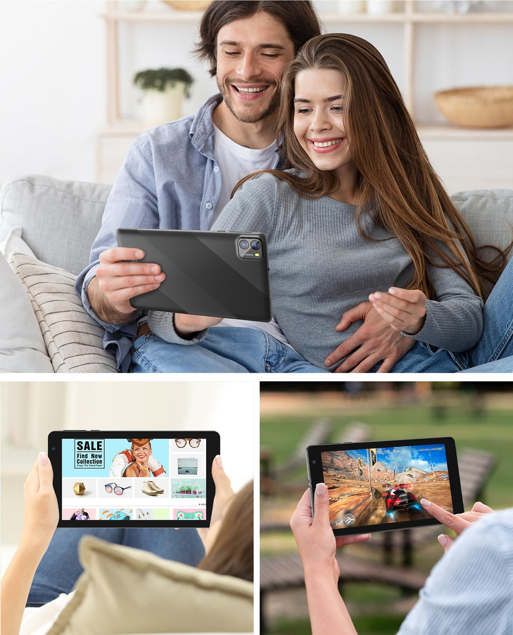 7 Inch Android 14 Tablet 8GB RAM 64GB ROM Black F9406