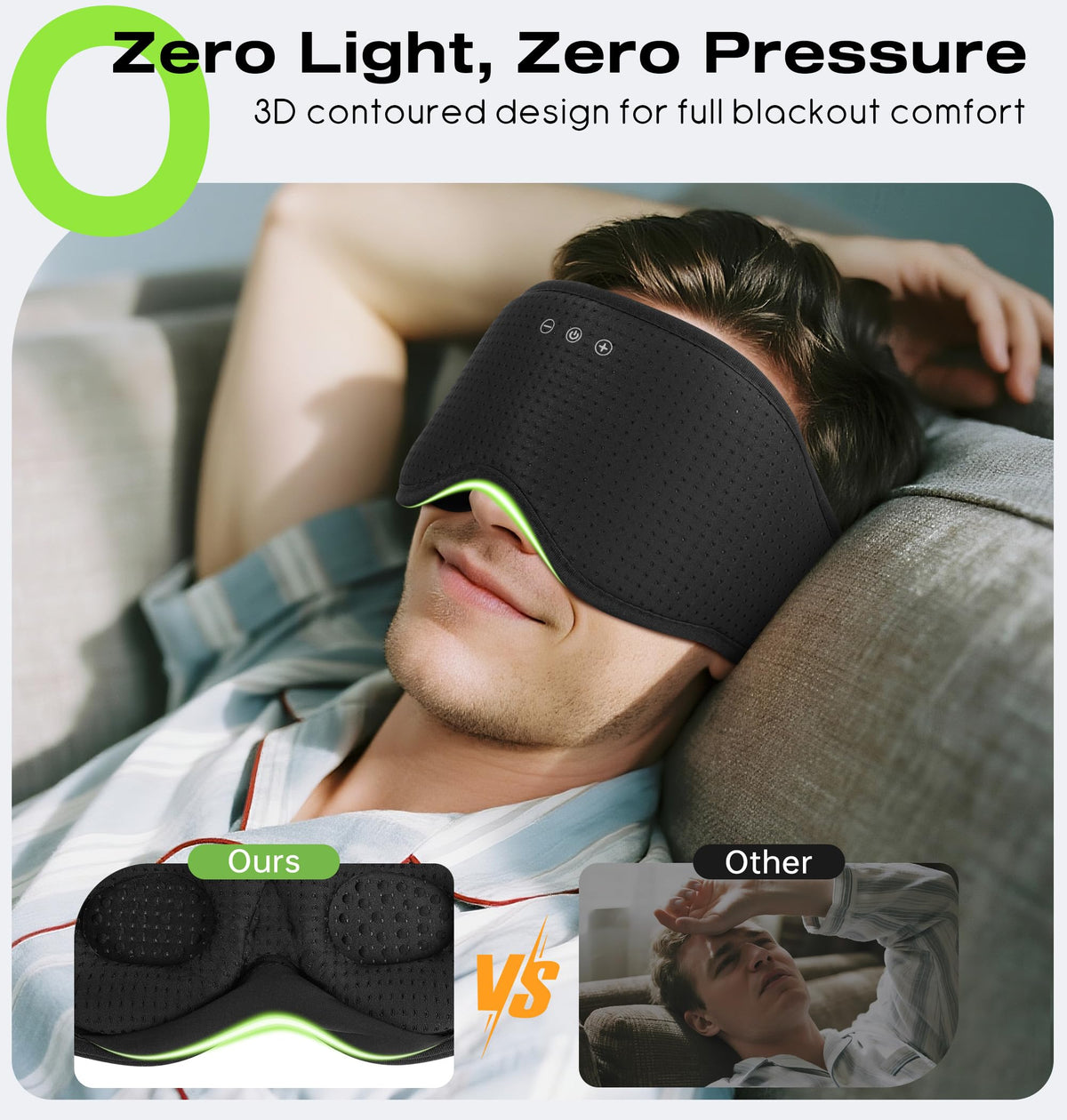 Bluetooth Sleep Headphones with 3D Eye Mask O130108
