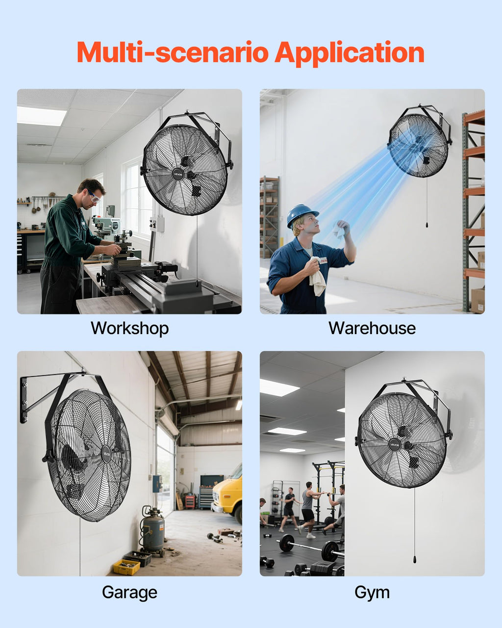 20 Inch Industrial Wall Mount Fan 3 Speeds X620393