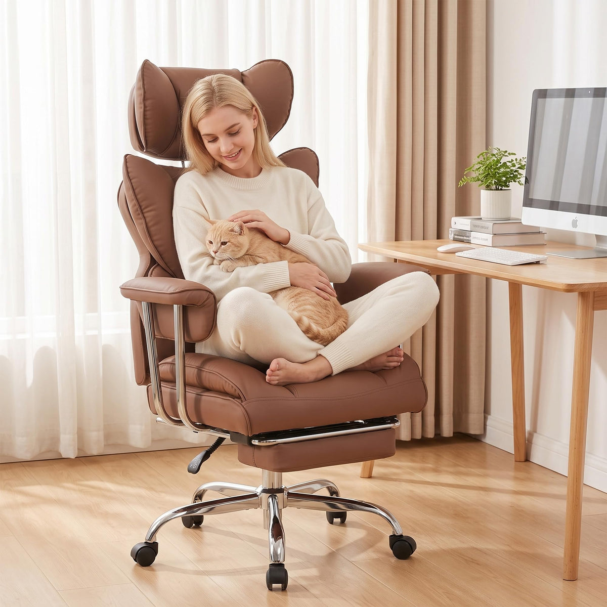 Brown Ergonomic Executive Office Chair with Footrest R16031