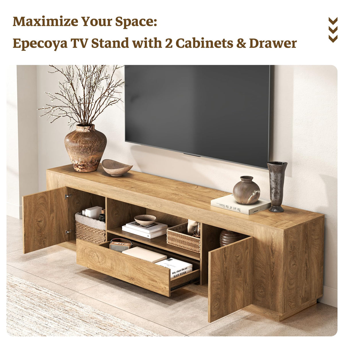 Natural Oak Brown TV Stands N36466