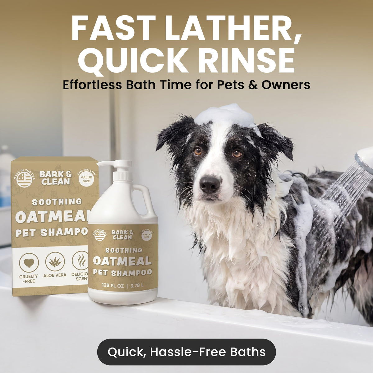 Oatmeal Dog Shampoo 1 Gallon with Pump Hypoallergenic Aloe Vera Coconut Oil V810874