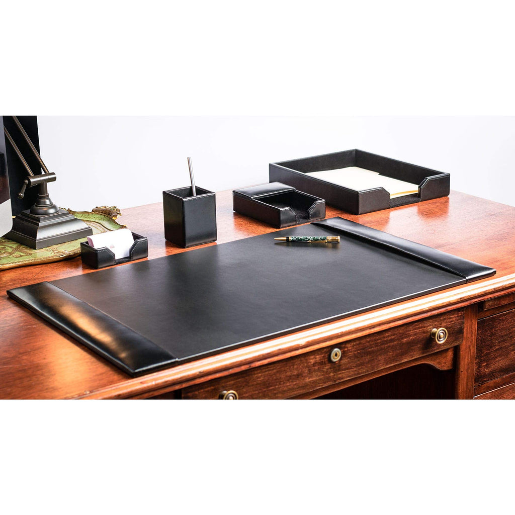 Black Bonded Leather 5-Piece Desk Set Y34212