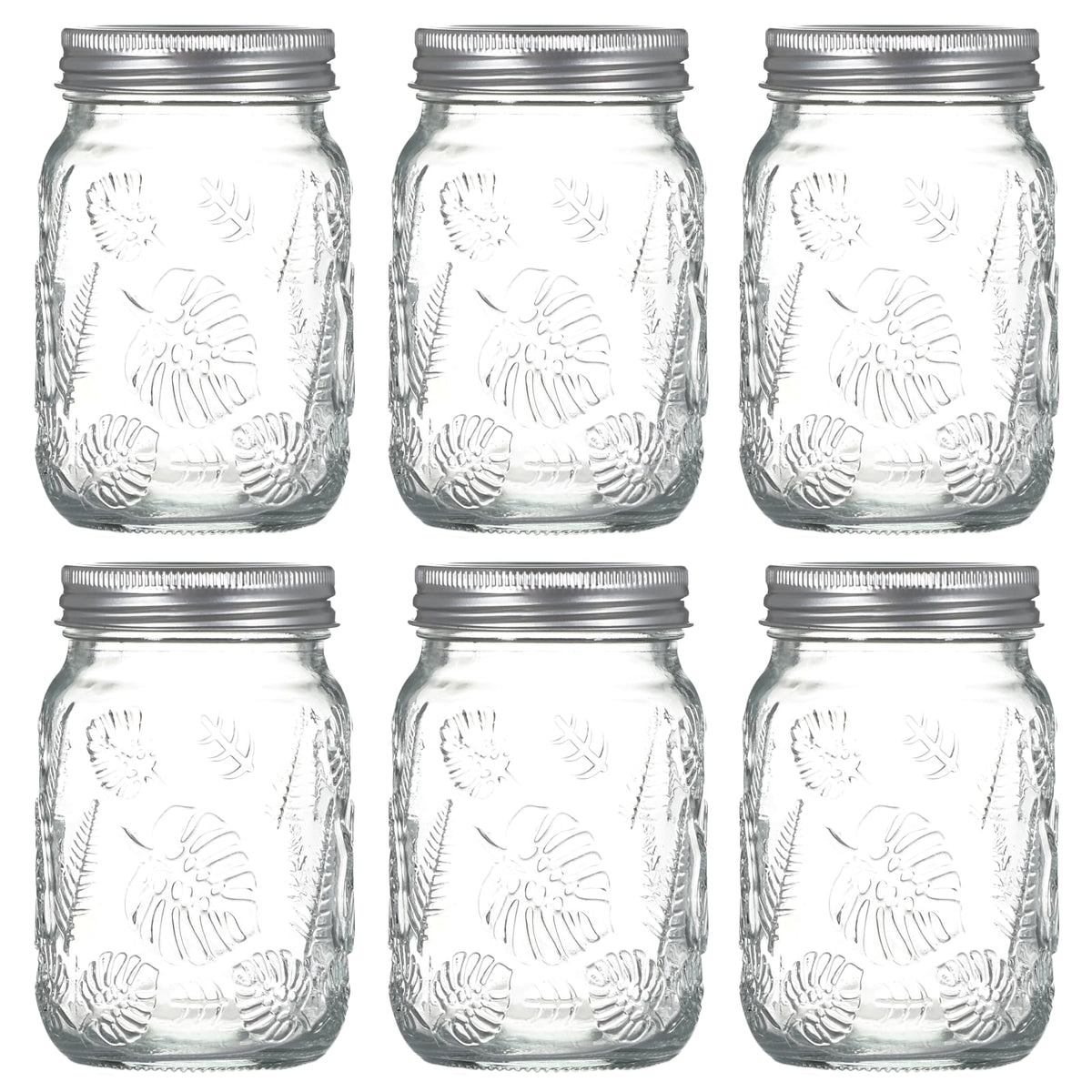 6-Pack Glass Mason Jars 16 oz Wide Mouth Canning Jars T902388