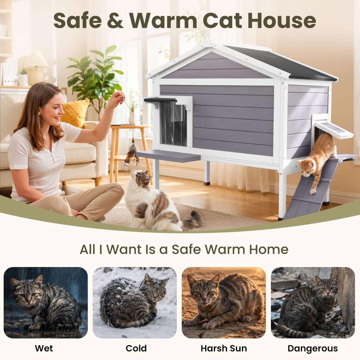 Insulated Outdoor Cat House Q631