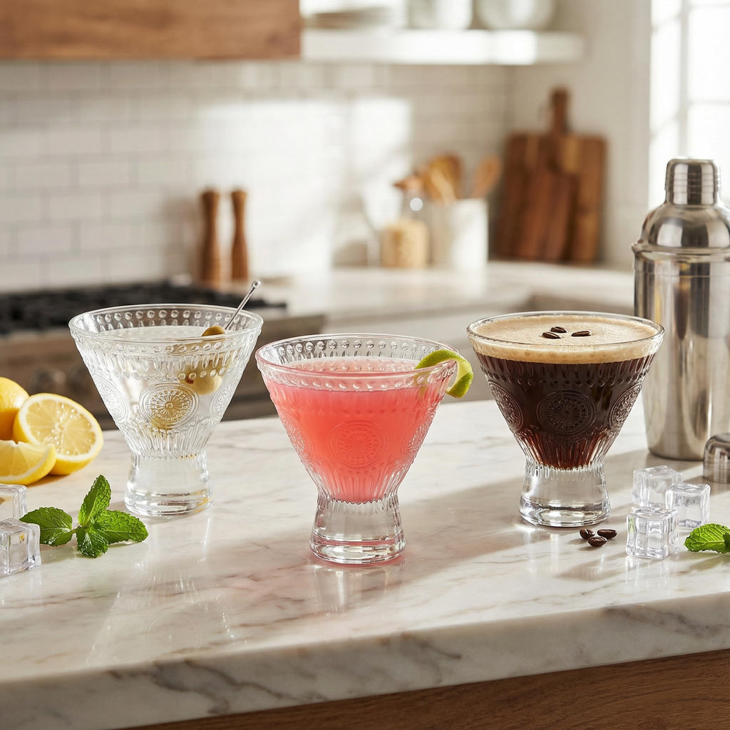 6 Pack 8 oz Stemless Martini Glasses Q148668
