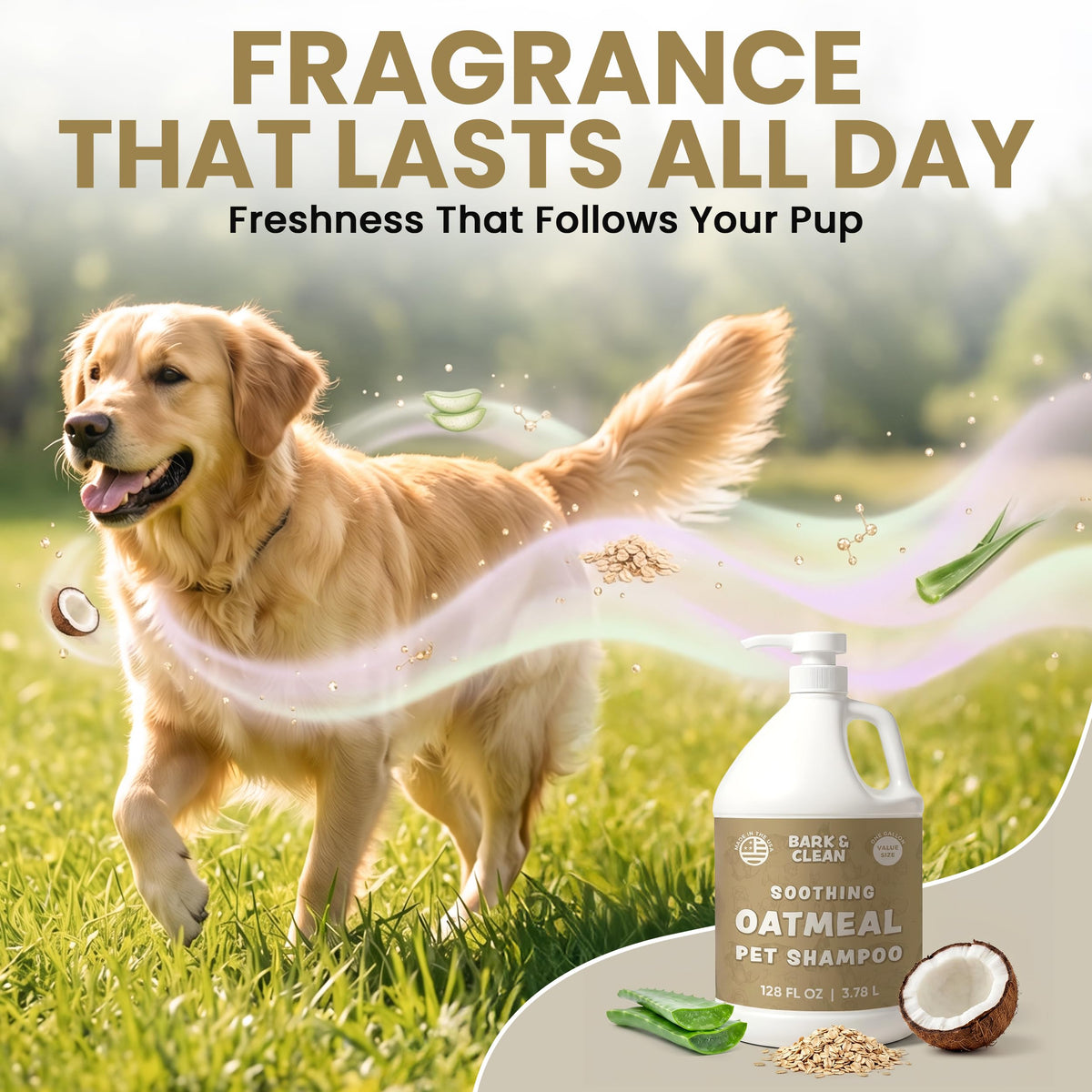 Oatmeal Dog Shampoo 1 Gallon with Pump Hypoallergenic Aloe Vera Coconut Oil V810874