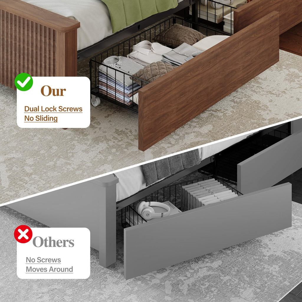 Queen Size Bed Frame with 4 Storage Drawers D9154