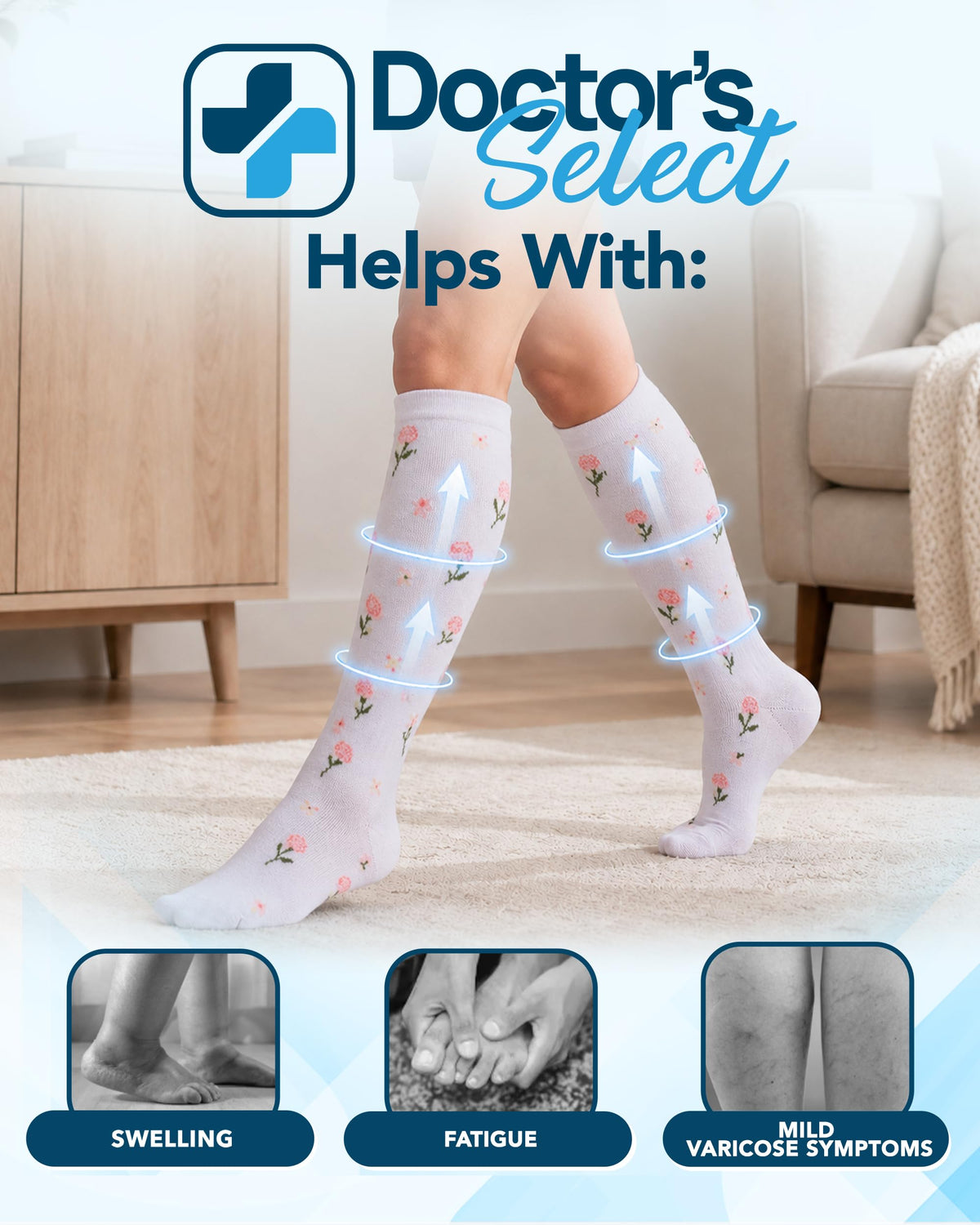 Bamboo Viscose 8-15 mmHg Knee High Compression Socks 3 Pairs T667
