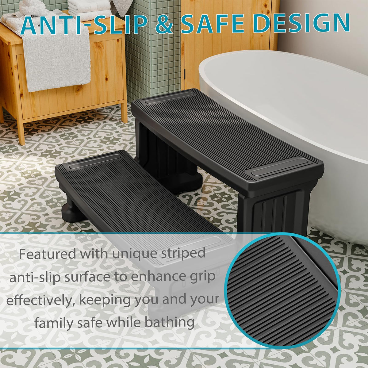 Non-Slip 2-Step Hot Tub Steps Y937425