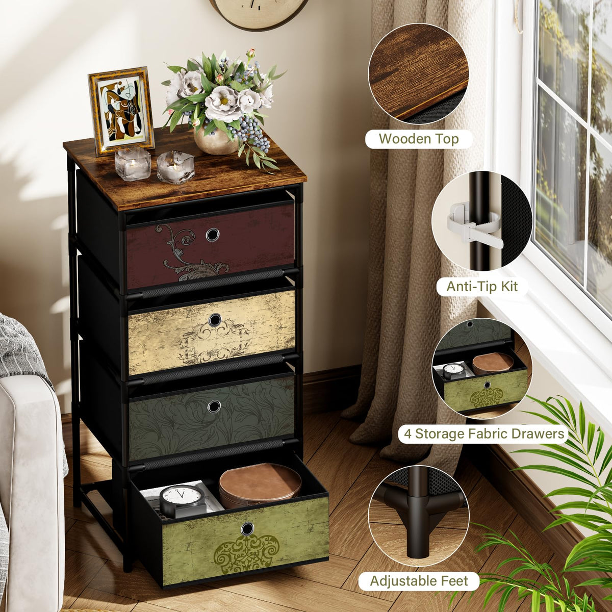 4 Drawer Fabric Storage Unit E8198