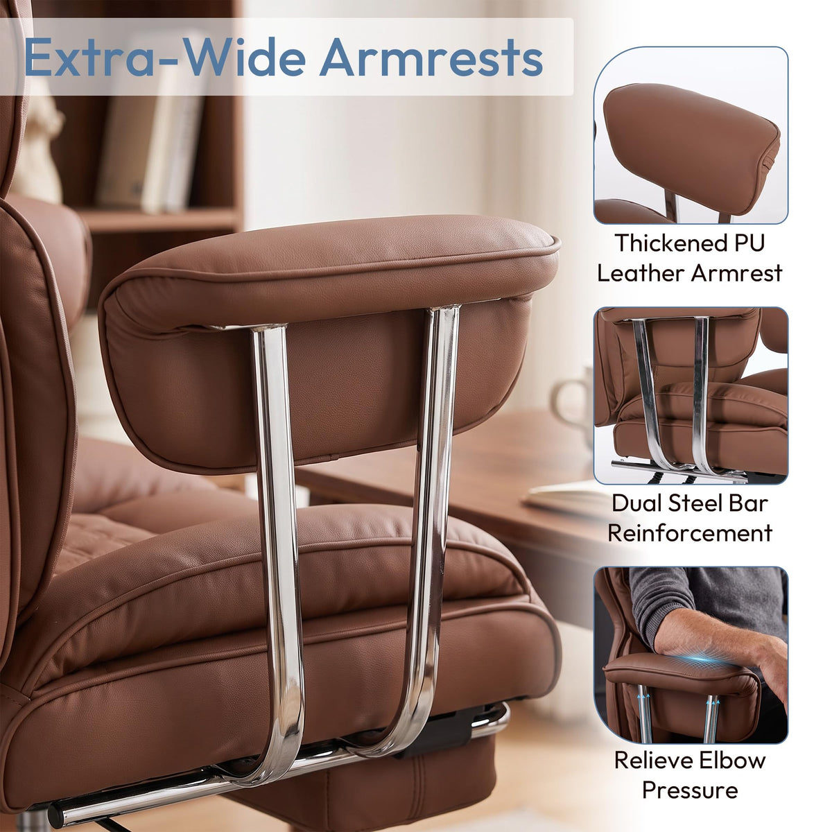 Brown Ergonomic Executive Office Chair with Footrest R16031