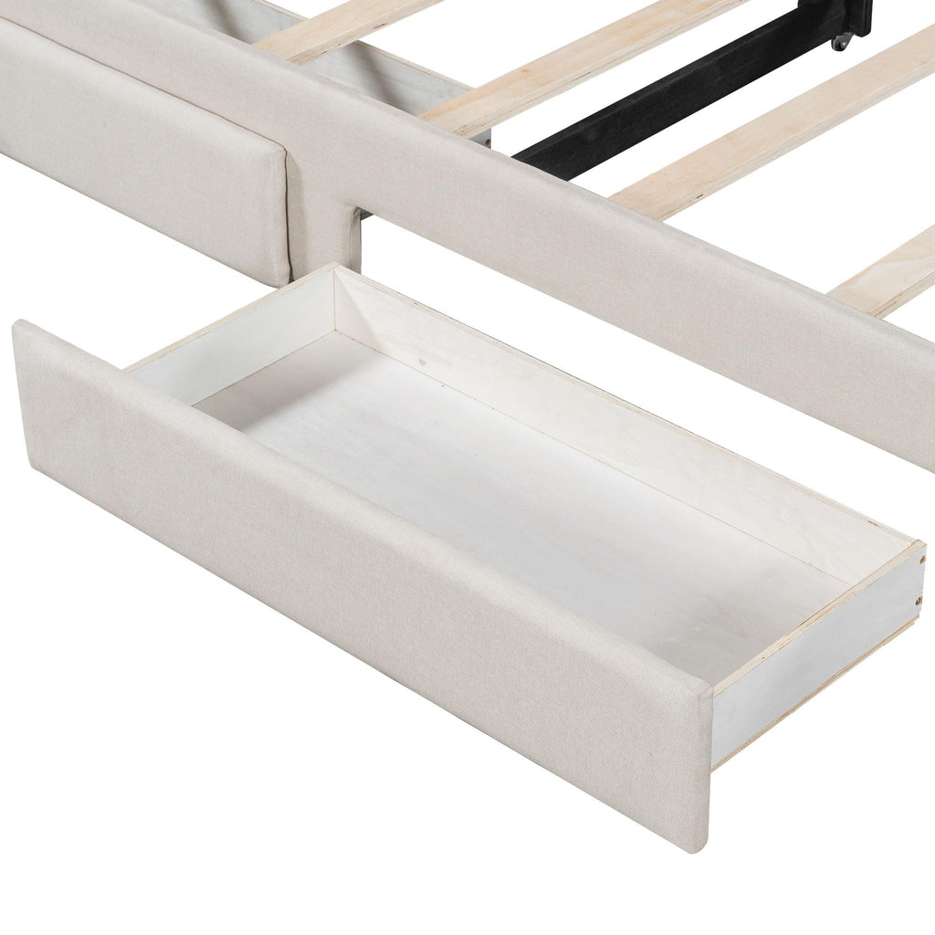 Linen Upholstered Daybed with Trundle and 2 Storage Drawers K175249