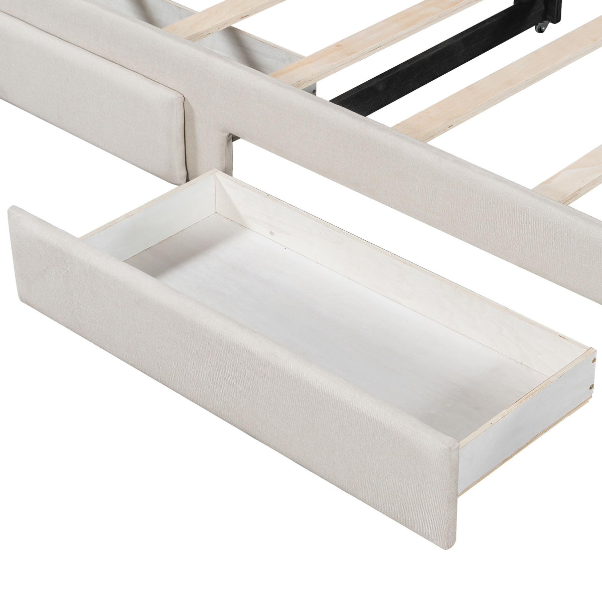 Linen Upholstered Daybed with Trundle and 2 Storage Drawers K175249