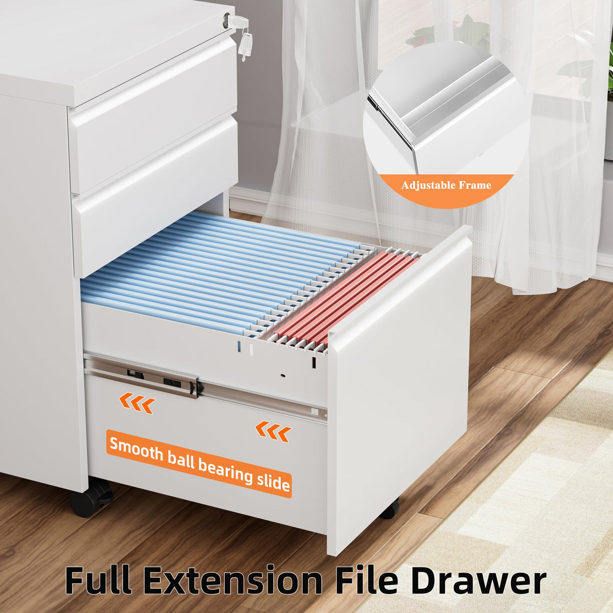 White 3 Drawer Filing Cabinet with Lock V205898