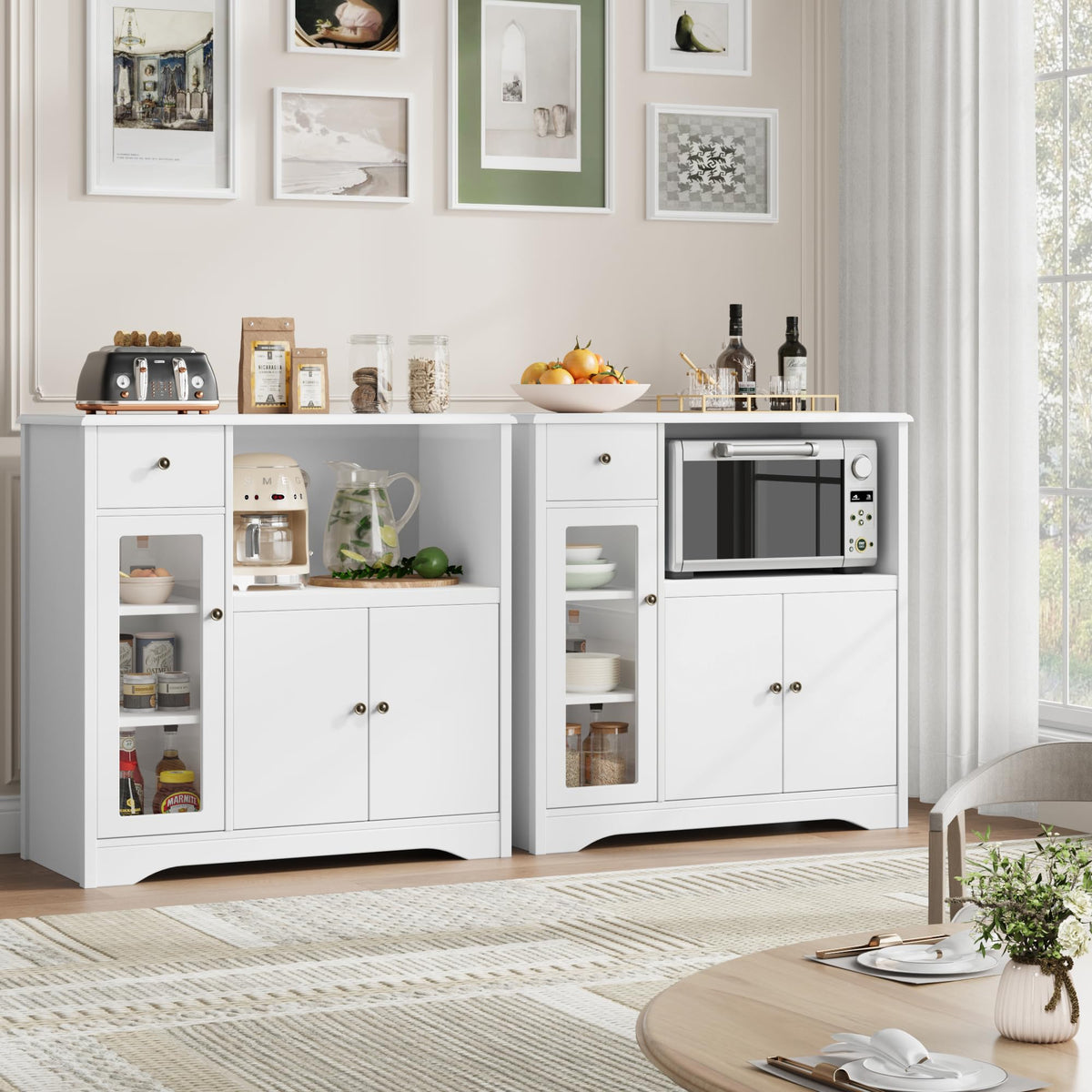 White Microwave Cabinet G266234