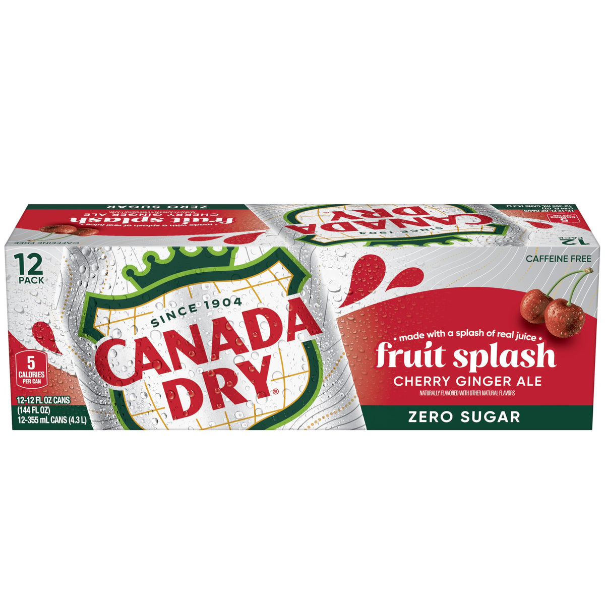 Zero Sugar Cherry Ginger Ale Soda, 12 fl. oz. Cans, 12 Pack J23639