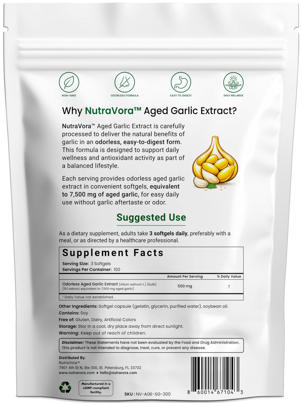 Aged Garlic Extract Softgels, 300 Softgels A85982