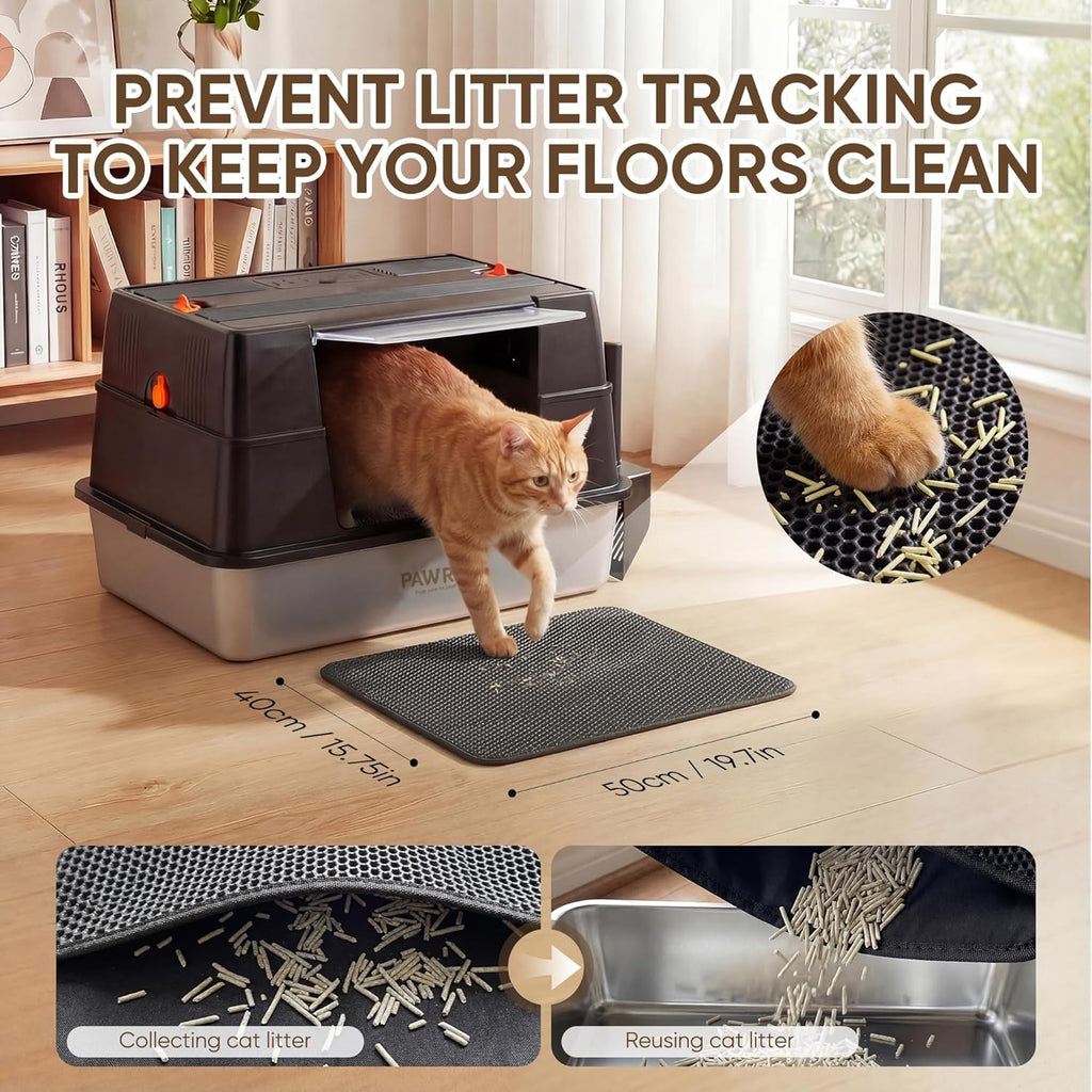 XL Stainless Steel Enclosed Cat Litter Box with Flip-Up Lid D7372