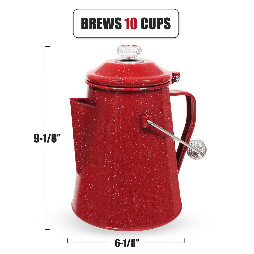 10 Cups Enamel Camping Percolator Coffee Pot Y272041