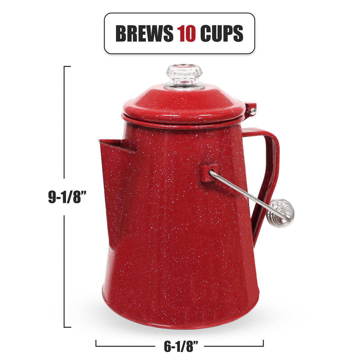 10 Cups Enamel Camping Percolator Coffee Pot Y272041