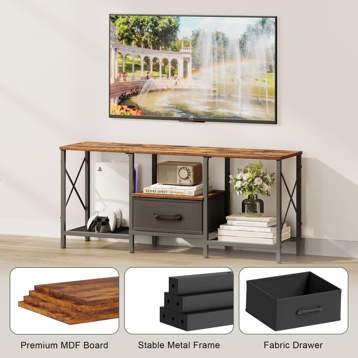 Fabric Drawer TV Stand for 50 55 Inch TV X99909