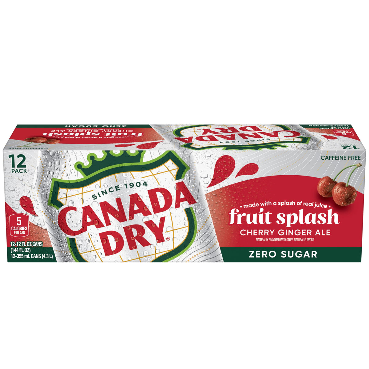 Zero Sugar Cherry Ginger Ale Soda, 12 fl. oz. Cans, 12 Pack J23639