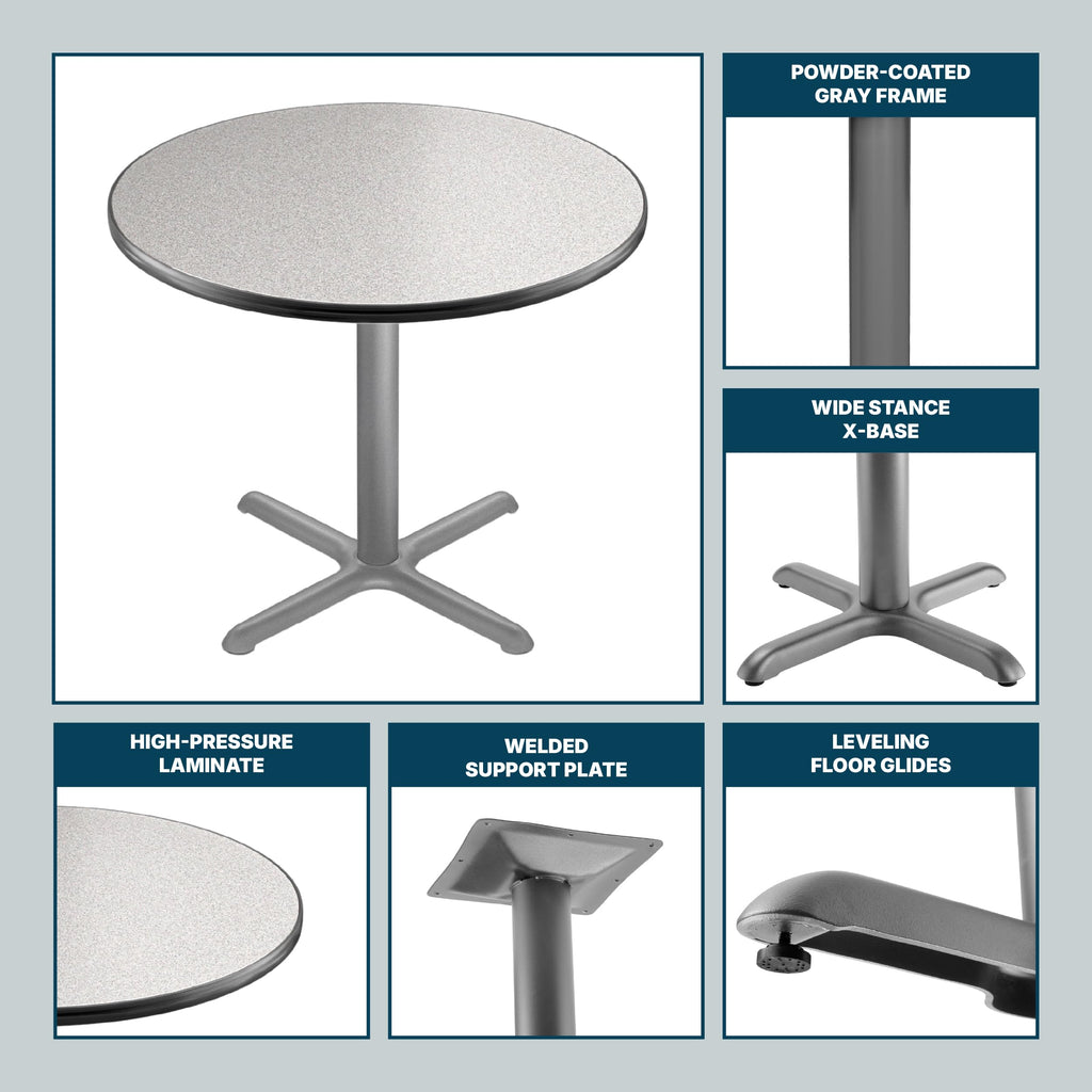 Round 36 in Diameter 30 in Dining Height Black Frame Gray Laminate Cafe Table H7974