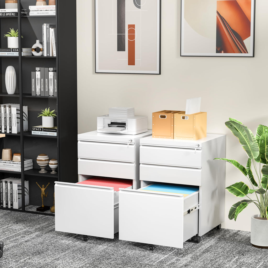 White 3 Drawer Filing Cabinet with Lock V205898
