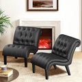 Black PU Leather Armless Accent Chair Set of 2 H3987