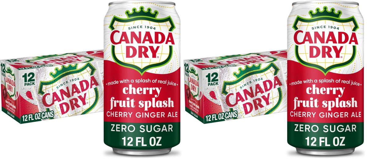 Zero Sugar Cherry Ginger Ale Soda, 12 fl. oz. Cans, 12 Pack J23639
