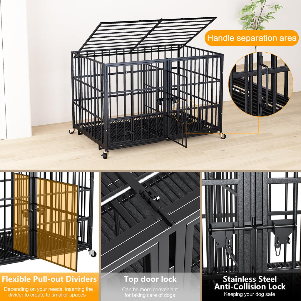 42 Inch Heavy Duty Metal Dog Crate with Divider A22545
