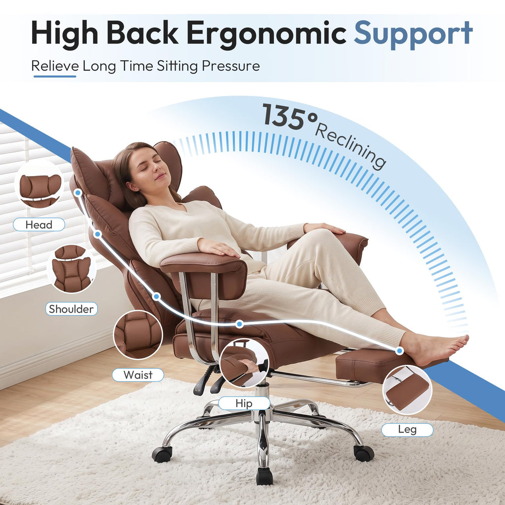 Brown Ergonomic Executive Office Chair with Footrest R16031