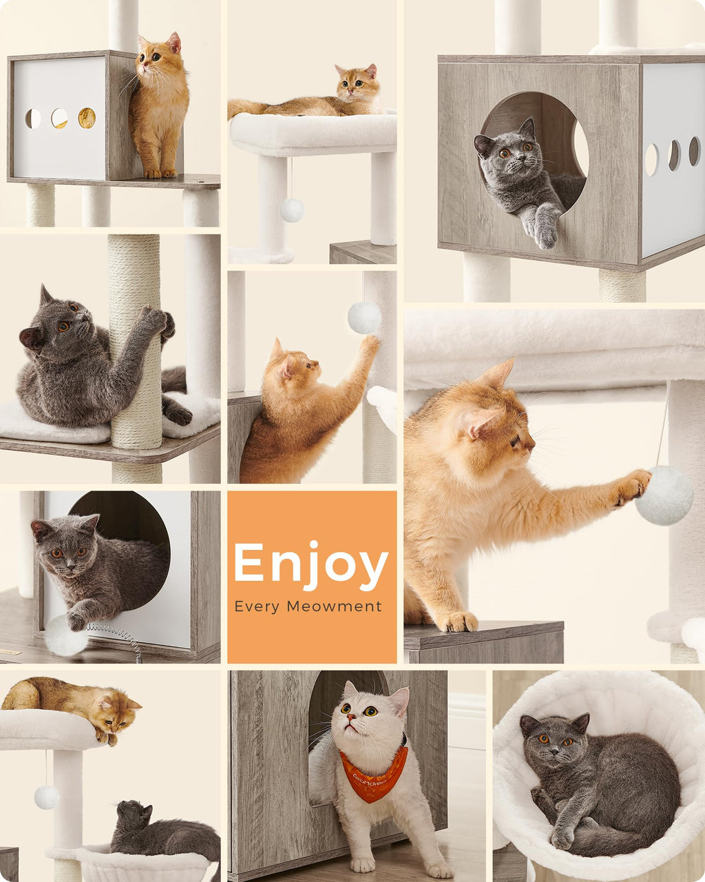 70.1-Inch Tall Cat Tree with Litter Box Enclosure J26063
