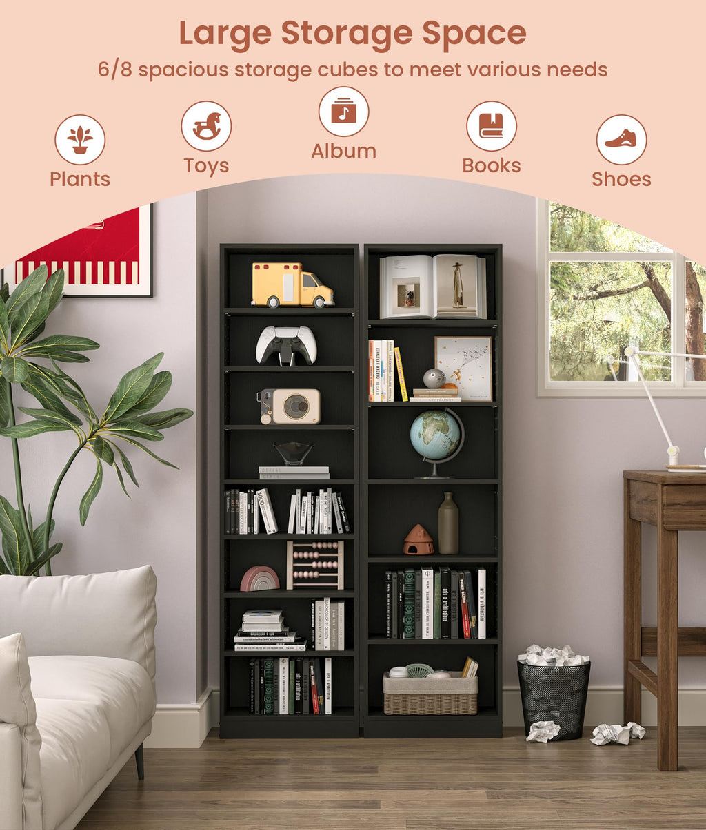 6 Tier Black Adjustable Media Shelf I971