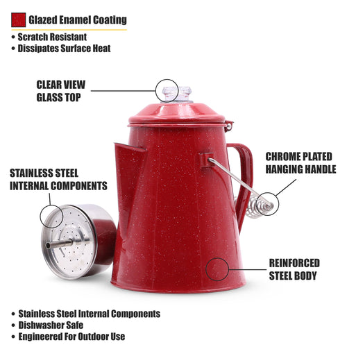 10 Cups Enamel Camping Percolator Coffee Pot Y272041