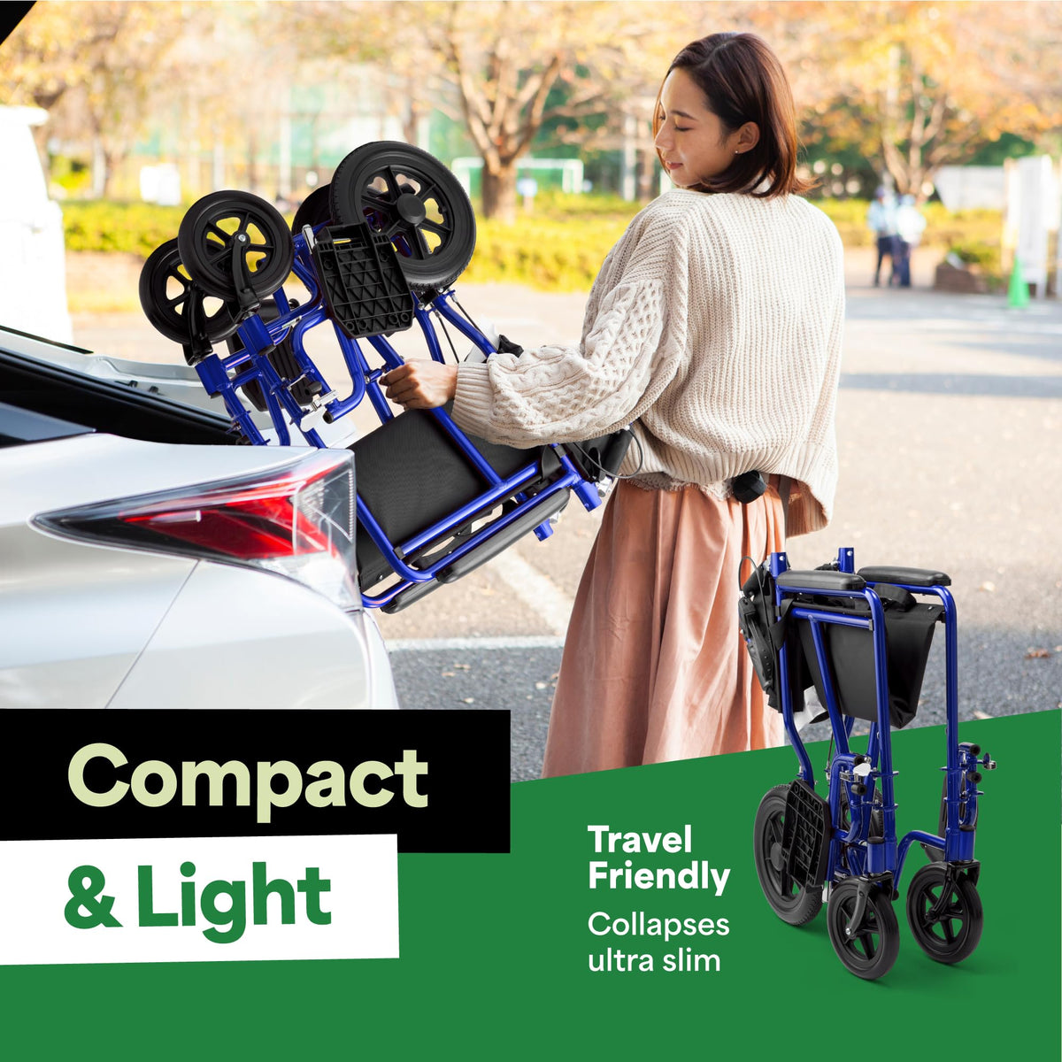 Lightweight Folding Wheelchair with Hand Brakes M2970