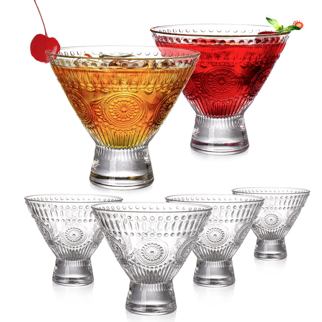 6 Pack 8 oz Stemless Martini Glasses Q148668