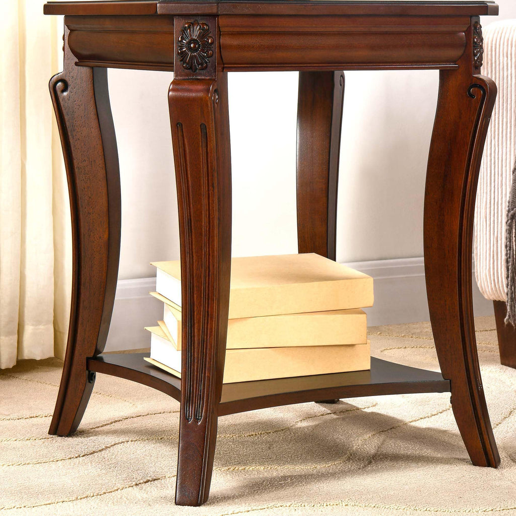 Vintage Wood End Table with Storage Shelf R9855