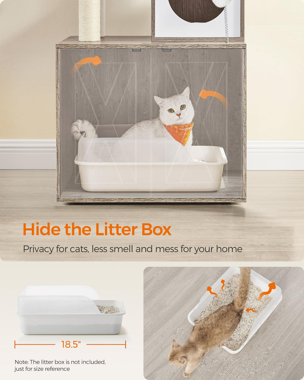 70.1-Inch Tall Cat Tree with Litter Box Enclosure J26063