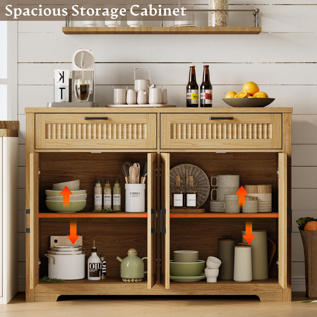 Fluted Buffet Sideboard Cabinet with Drawers U611
