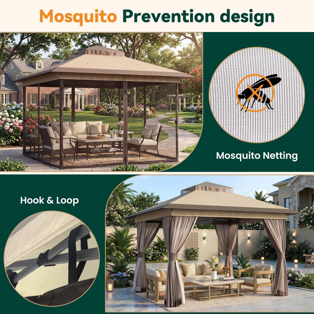 11'x11' Waterproof UV Protection Pop Up Gazebo with Mosquito Netting P17619