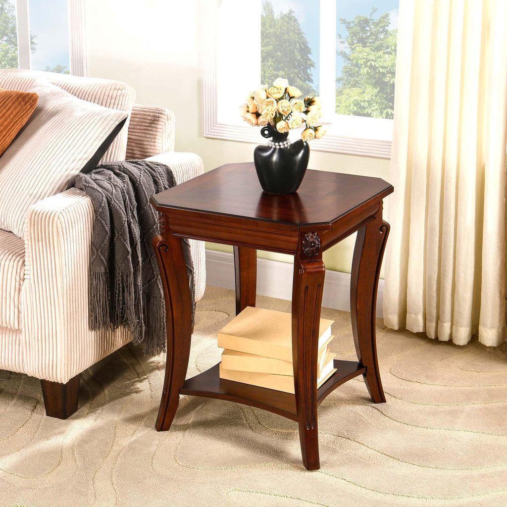 Vintage Wood End Table with Storage Shelf R9855