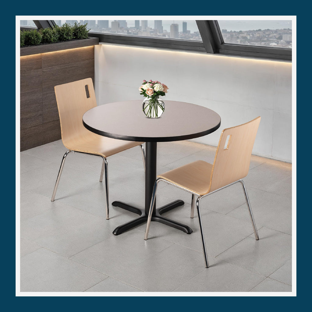 Round 36 in Diameter 30 in Dining Height Black Frame Gray Laminate Cafe Table H7974