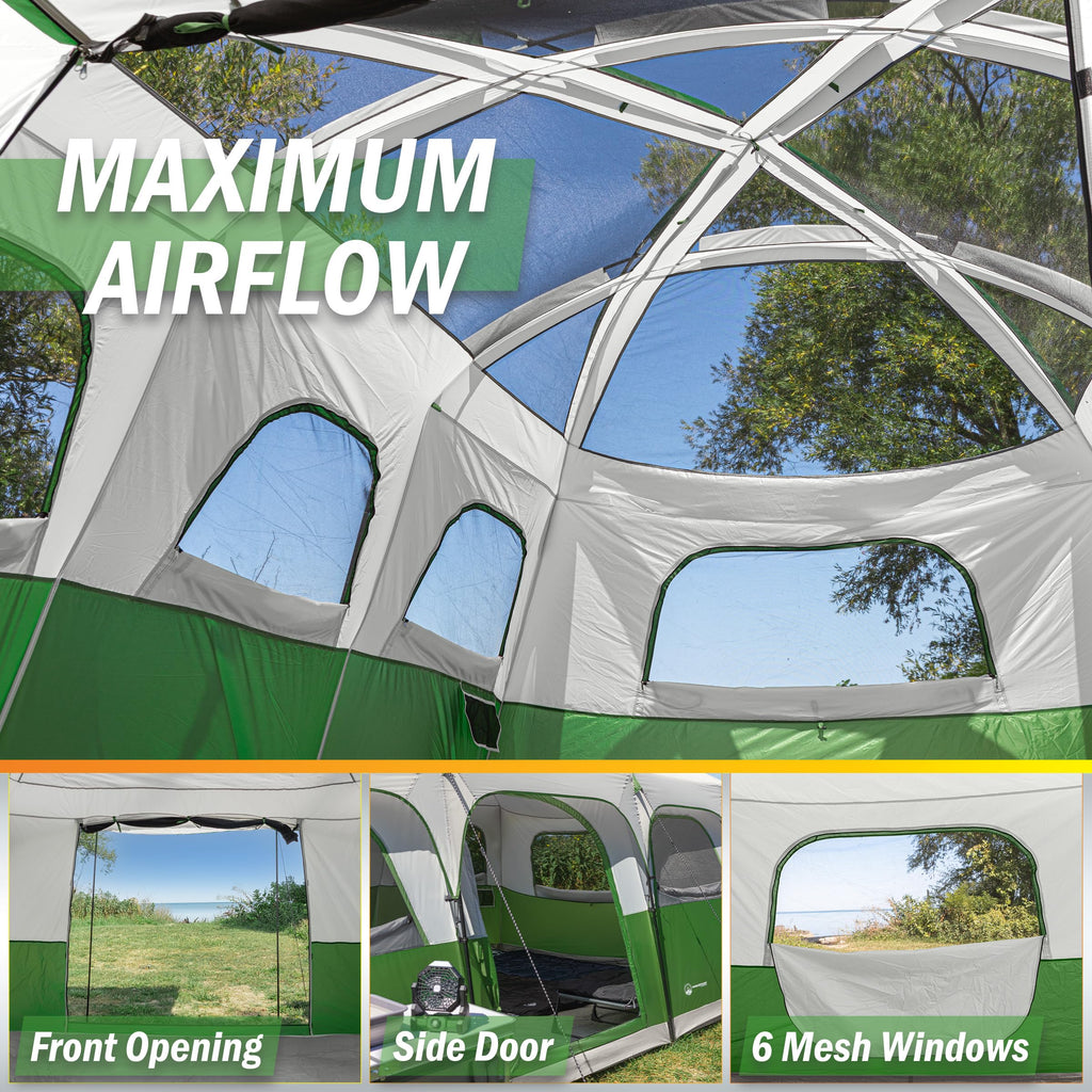10-12 Person Camping Tent with Room Divider and Carry Bag Y714
