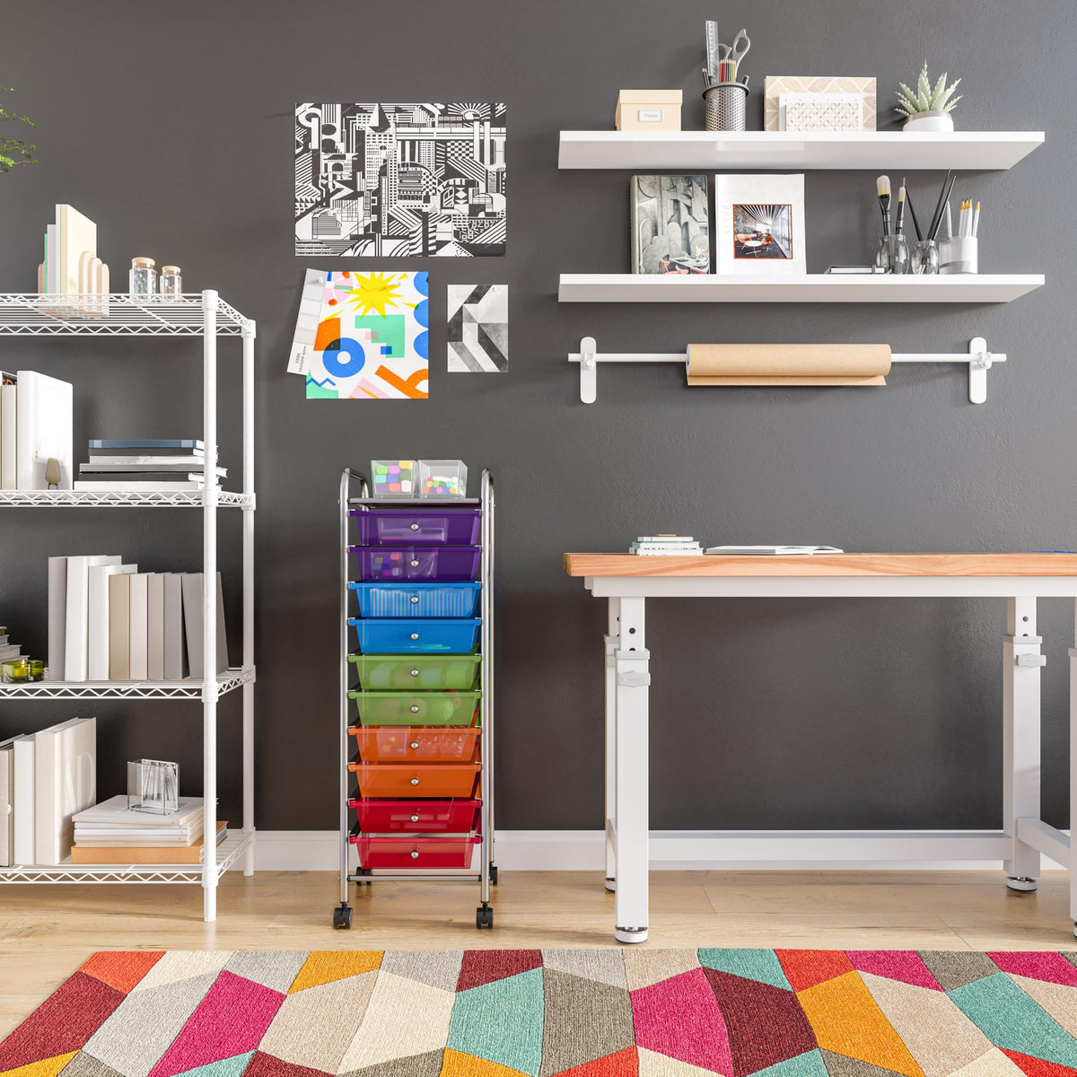 10 Drawer Rolling Storage Cart F713