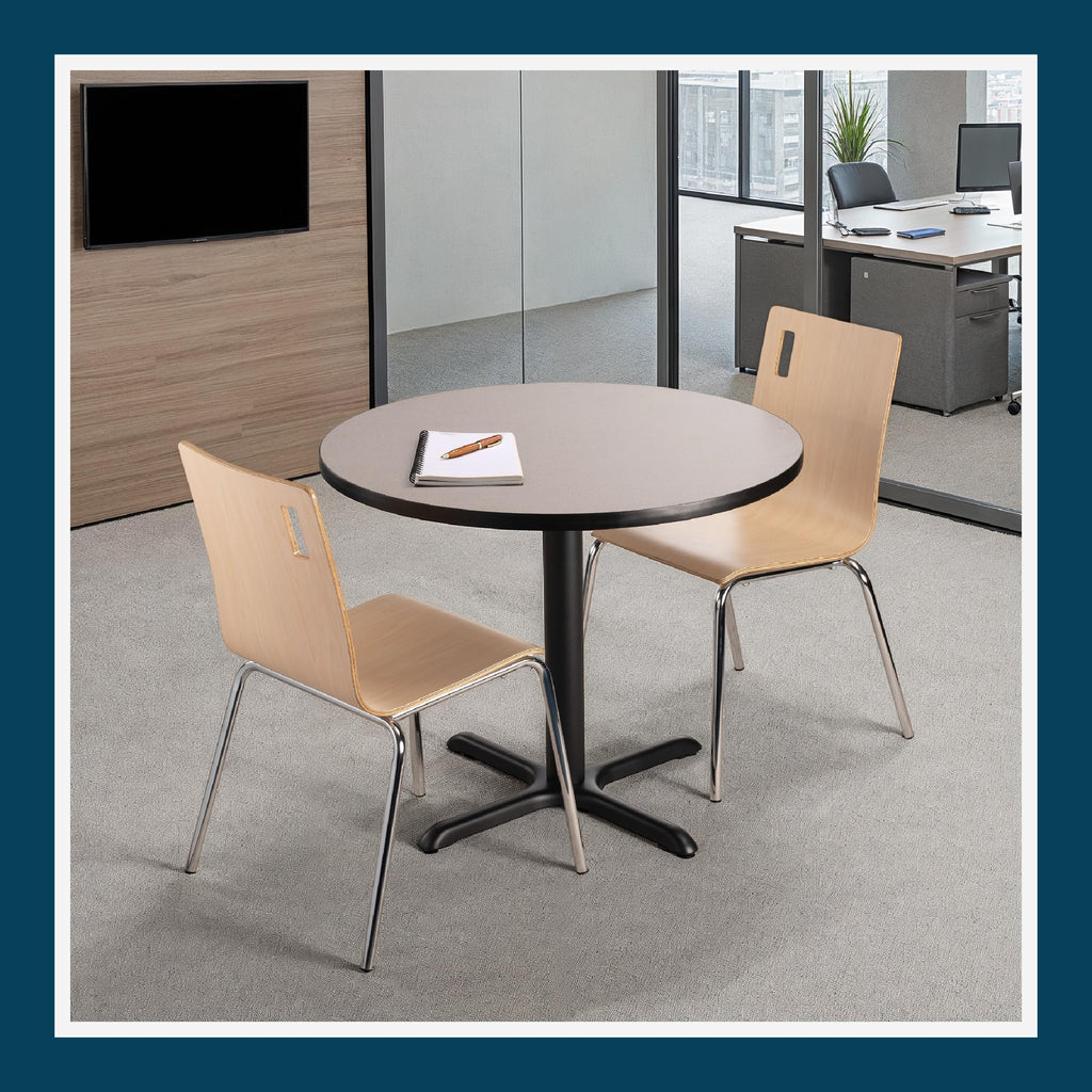 Round 36 in Diameter 30 in Dining Height Black Frame Gray Laminate Cafe Table H7974