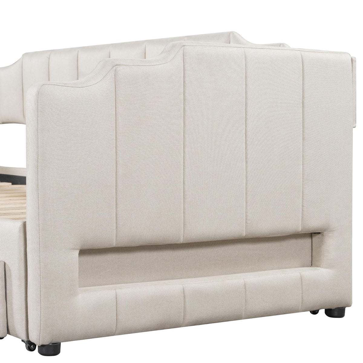Linen Upholstered Daybed with Trundle and 2 Storage Drawers K175249