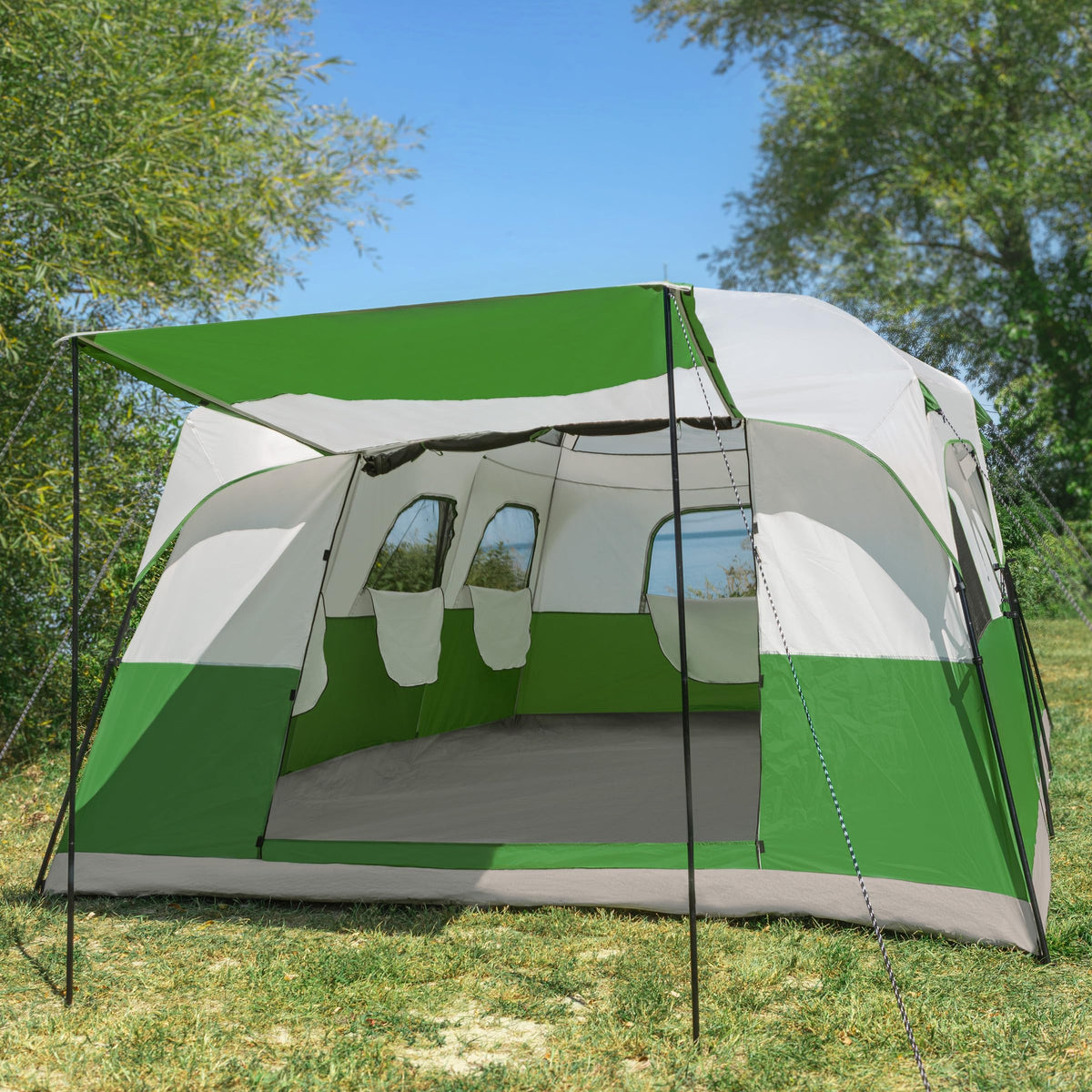 10-12 Person Camping Tent with Room Divider and Carry Bag Y714